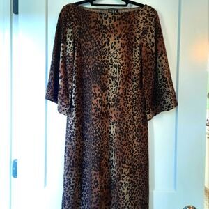 MSK Leopard Print Bell Sleeve Dress NWT